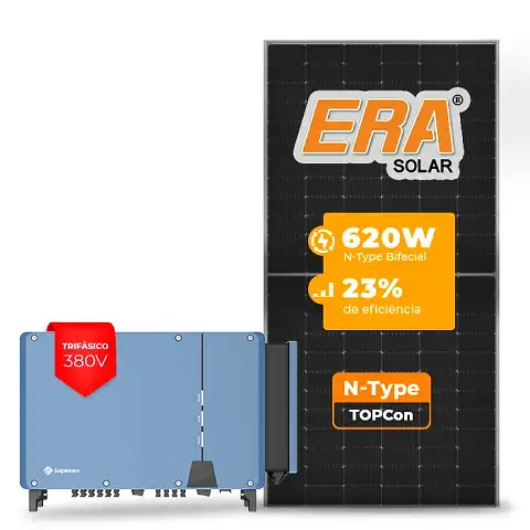 Gerador de Energia Solar On Grid Solplanet Sem Estrutura SGF 105,40KWP ERA BIFACIAL 620W ASW 75KW 8MPPT TRIF 380V