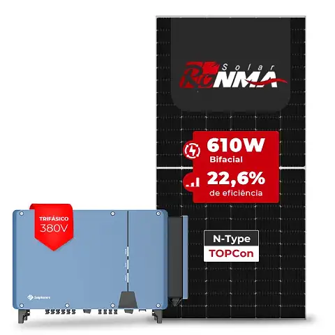 Gerador de Energia Solar On Grid Solplanet Telhado Metálico Mini Trilho SGF 109,80KWP RONMA 610W BIFACIAL ASW 75KW 8MPPT TRIF 380V