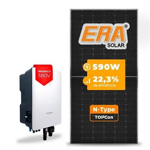 Gerador de Energia Solar On Grid Sungrow Sem Estrutura SGF 20,06KWP ERA N-TYPE MONO 590W SG 15KW 2MPPT TRIF 380V