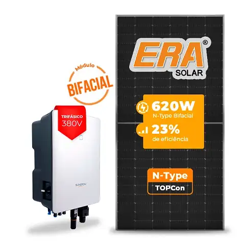 Gerador de Energia Solar On Grid Sungrow Solo Mesa 8 Painéis SGF 32,24KWP ERA BIFACIAL 620W SG 20KW 2MPPT TRIF 380V