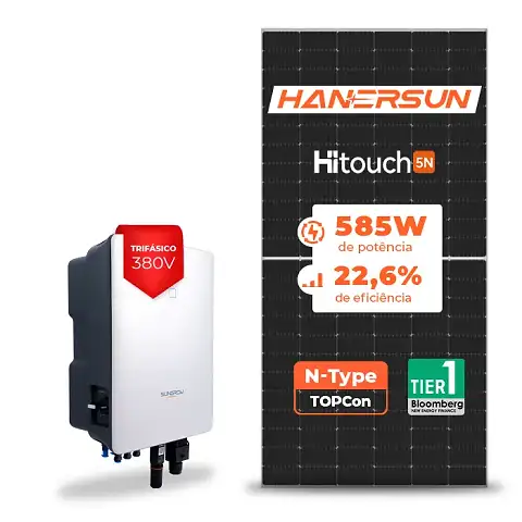 Gerador de Energia Solar On Grid Sungrow Laje Inclinação SGF 22,23KWP HANERSUN MONO 585W SG 20KW 2MPPT TRIF 380V