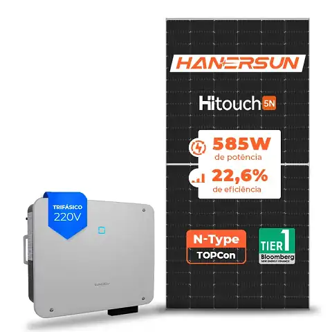 Gerador de Energia Solar On Grid Sungrow Telhado Ondulado SGF 107,64KWP HANERSUN MONO 585W SG P2-LV 25KW 3MPPT TRIF 220V