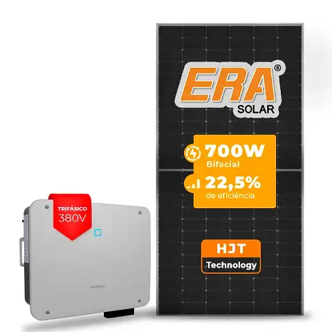 Gerador de Energia Solar On Grid Sungrow Telhado Cerâmico Gancho SGF 42,00KWP ERA HJT BIFACIAL 700W SG P2 36KW 4MPPT TRIF 380V