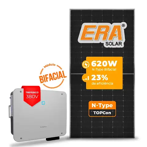 Gerador de Energia Solar On Grid Sungrow Solo Mesa 8 Painéis SGF 44,64KWP ERA BIFACIAL 620W SG P2 30KW 3MPPT TRIF 380V