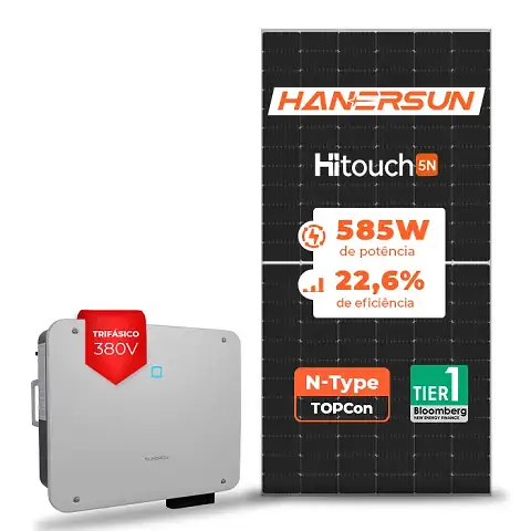 Gerador de Energia Solar On Grid Sungrow Telhado Ondulado SGF 39,78KWP HANERSUN MONO 585W SG P2 30KW 3MPPT TRIF 380V