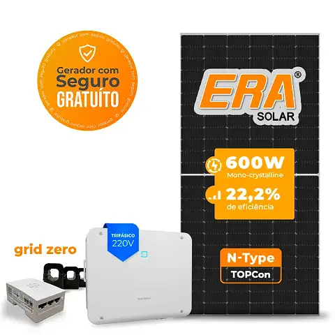 Gerador de Energia Solar Grid Zero Sungrow Telhado Fibro Parafuso Madeira SGF 27,60KWP ERA N-TYPE MONO 600W SG P2-LV 25KW 3MPPT TRIF 220V