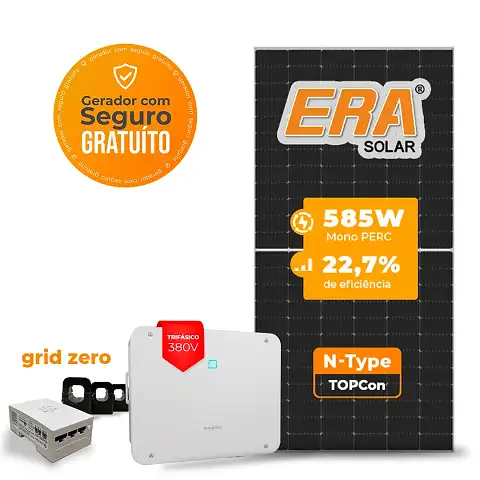 Gerador de Energia Solar Grid Zero Sungrow Telhado Fibro Parafuso Madeira SGF 25,74KWP ERA N-TYPE MONO 585W SG P2 25KW 3MPPT TRIF 380V