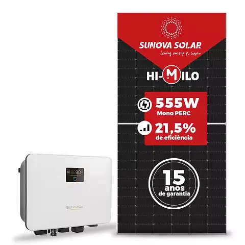 Gerador de Energia Solar On Grid Sungrow Sem Estrutura SGF 2,78KWP SUNOVA MONO 555W SG RS-L 3KW 1MPPT MONO 220V