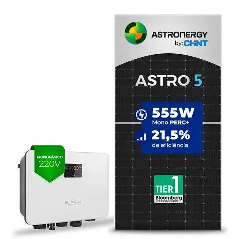 Gerador de Energia Solar On Grid Sungrow Sem Estrutura SGF 3,885KWP ASTRONERGY MONO 555W SG RS 4KW 2MPPT MONO 220V