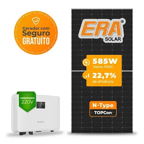 Gerador de Energia Solar On Grid Sungrow Laje Inclinação SGF 4,10KWP ERA N-TYPE MONO 585W SG RS-L 4KW 2MPPT MONO 220V