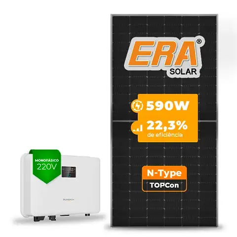 Gerador de Energia Solar On Grid Sungrow Telhado Cerâmico Gancho SGF 3,54KWP ERA N-TYPE MONO 590W SG RS-L 4KW 2MPPT MONO 220V