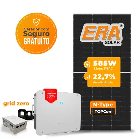 Gerador de Energia Solar Grid Zero Sungrow Telhado Fibro Parafuso Metal SGF 37,44KWP ERA N-TYPE MONO 585W SG P2 30KW 3MPPT TRIF 380V