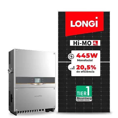 Gerador de Energia Solar On Grid Sungrow Laje Inclinação SGF 39,16KWP LONGI MONO 445W SG 36KW 3MPPT TRIF 380V