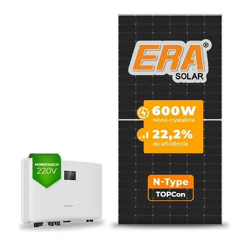 Gerador de Energia Solar On Grid Sungrow Telhado Fibro Parafuso Madeira SGF 7,20KWP ERA N-TYPE MONO 600W SG RS-L 5KW 2MPPT MONO 220V