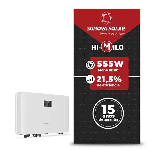 Gerador de Energia Solar On Grid Sungrow Sem Estrutura SGF 3,33KWP SUNOVA MONO 555W SG RS 4KW 2MPPT MONO 220V