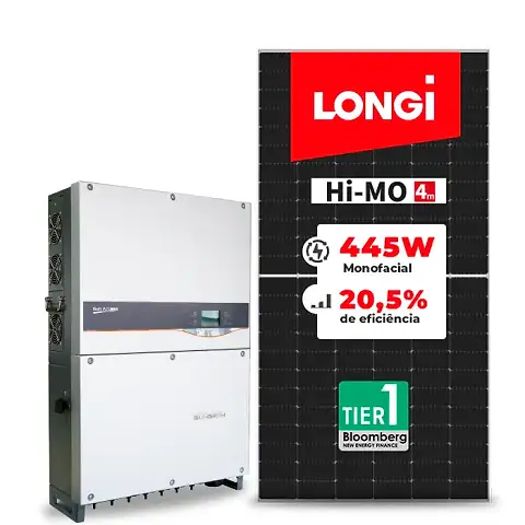 Gerador de Energia Solar On Grid Sungrow Telhado Metálico Mini Trilho SGF  SG60KTL 60KW 1MPPT TRIF 380V