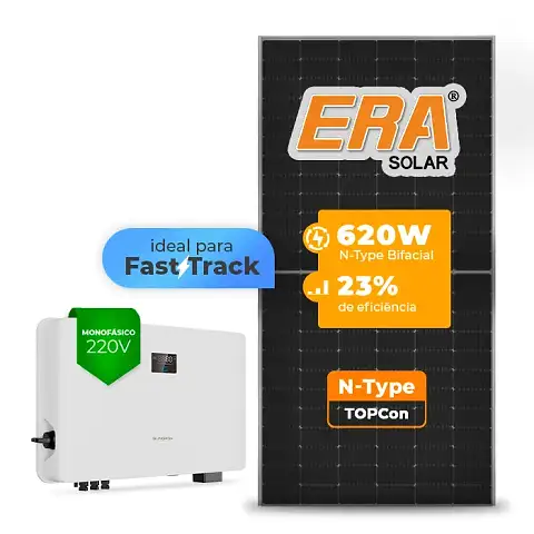 Gerador de Energia Solar On Grid Sungrow Telhado Cerâmico Gancho SGF 7,44KWP ERA N-TYPE MONO 620W SG RS-L 7.5KW 2MPPT FAST TRACK MONO 220V