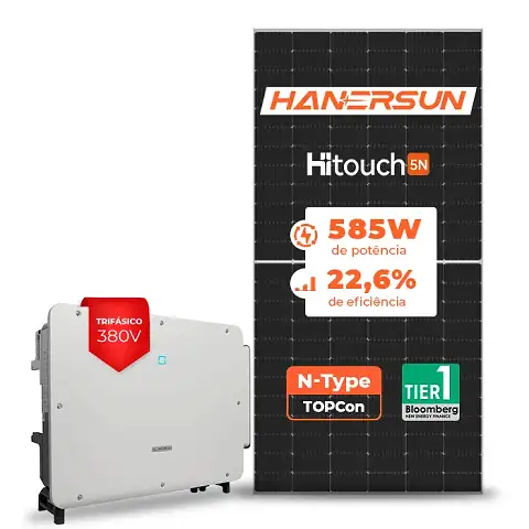 Gerador de Energia Solar On Grid Sungrow Laje Inclinação SGF 725,40KWP HANERSUN MONO 585W SG P2 75KW 8MPPT TRIF 380V