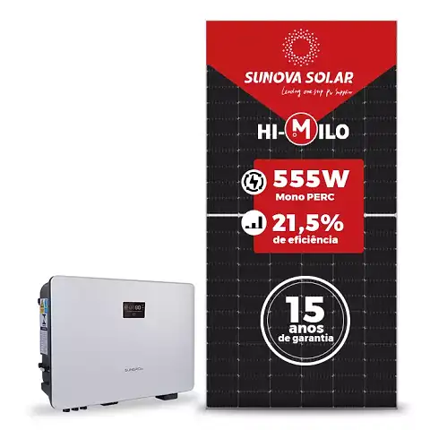 Gerador de Energia Solar On Grid Sungrow Sem Estrutura SGF 13,32KWP SUNOVA MONO 555W SG RS-L 10KW 3MPPT MONO 220V