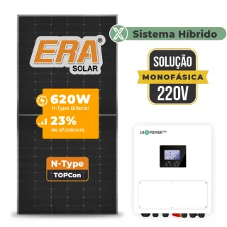 Gerador de Energia Solar Hibrido Luxpower sem Bateria Laje Inclinação SGF 7,44KWP ERA BIF 620W SNA 6KW MONO 220V DC48V SEM BATERIA