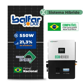 Gerador de Energia Solar Hibrido Luxpower Sem Estrutura SGF 6,6KWP FINAME 550W ECO HIBRIDO 5KW 220V DC48V SEM BATERIA