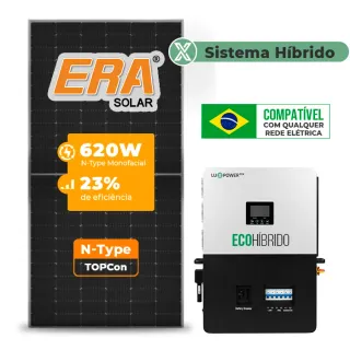 Gerador de Energia Solar Hibrido Luxpower Sem Estrutura SGF 7,44KWP ERA 620W ECO HIBRIDO 5KW 220V DC48V SEM BATERIA