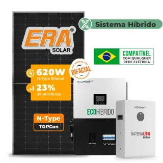 Gerador de Energia Solar Hibrido Luxpower Laje Inclinação SGF 7,44KWP ERA BIF 620W ECO HIBRIDO 5KW 220V DC48V SEM BATERIA