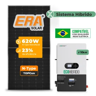 Gerador de Energia Solar Hibrido Luxpower sem Bateria Sem Estrutura SGF 12,4KWP ERA 620W ECO HIBRIDO 10KW 220V DC48V SEM BATERIA