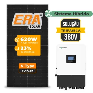 Gerador de Energia Solar Hibrido Luxpower sem Bateria Sem Estrutura SGF 17,36KWP ERA 620W HIBRIDO 15KW TRIF 380V DC48V SEM BATERIA