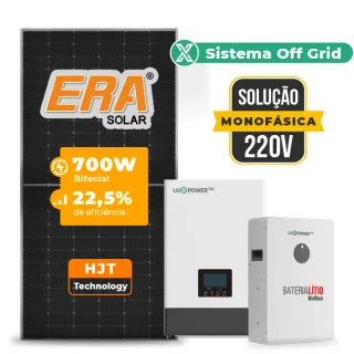 Gerador de Energia Solar Retrofit Luxpower Sem Estrutura SGF 1,4KWP ERA 700W WPV 5KW AC 220 MONO DC48V BAT. LITIO 5,12kWh