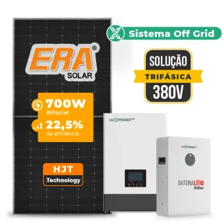 Gerador de Energia Solar Retrofit Luxpower Sem Estrutura SGF 4,2KWP ERA 700W WPV 5KW AC TRIF. 380V DC48V BAT. LITIO 20,48kWh