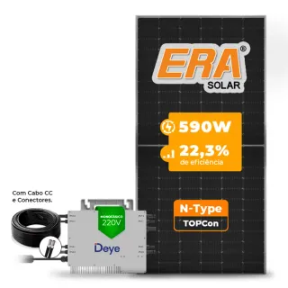 Gerador de Energia Solar Microinversor DEYE Sem Estrutura SGF 2,36KWP ERA N-TYPE MONO 590W SUN 2.25KW 4MPPT MONO 220V