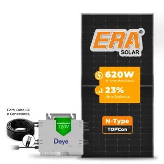 Gerador de Energia Solar Microinversor DEYE Sem Estrutura SGF 2,48KWP ERA N-TYPE MONO 620W SUN 2.25KW 4MPPT MONO 220V COM CABO 