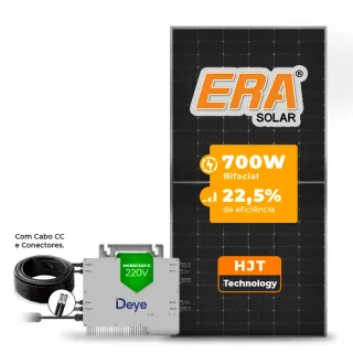 Gerador de Energia Solar Microinversor DEYE Sem Estrutura SGF 2,8KWP ERA HJT BIFACIAL 700W SUN 2.25KW 4MPPT MONO 220V COM CABO
