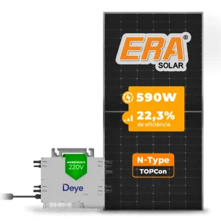 Gerador de Energia Solar Microinversor DEYE Sem Estrutura SGF 2,36KWP ERA N-TYPE MONO 590W SUN 2.25KW 4MPPT MONO 220V