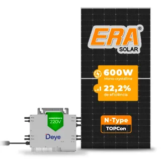 Gerador de Energia Solar Microinversor DEYE Sem Estrutura SGF 2,40KWP ERA N-TYPE MONO 600W SUN 2.25KW 4MPPT MONO 220V