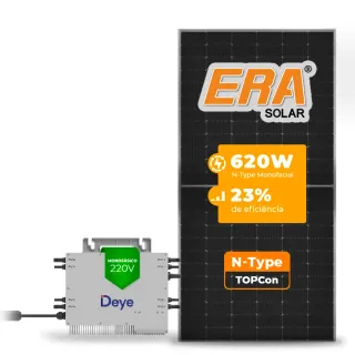 Gerador de Energia Solar Microinversor DEYE Sem Estrutura SGF 2,48KWP ERA N-TYPE MONO 620W SUN 2.25KW 4MPPT MONO 220V