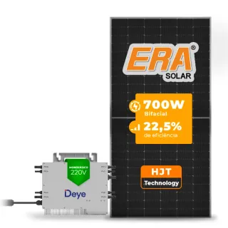 Gerador de Energia Solar Microinversor DEYE Sem Estrutura SGF 2,80KWP ERA HJT BIFACIAL 700W SUN 2.25KW 4MPPT MONO 220V