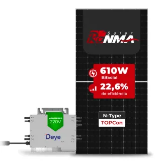 Gerador de Energia Solar Microinversor DEYE Sem Estrutura SGF 2,44KWP RONMA 610W BIFACIAL SUN 2.25KW 4MPPT MONO 220V