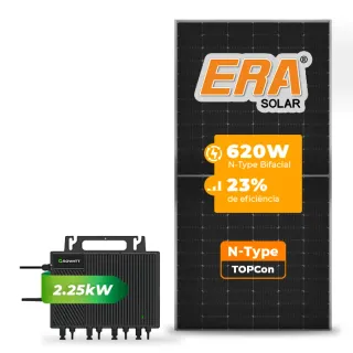 Gerador de Energia Solar Microinversor Growatt Sem Estrutura SGF 2,48KWP ERA N-TYPE MONO 620W NEO 2.25KW 4MPPT MONO 220V