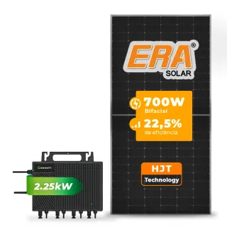 Gerador de Energia Solar Microinversor Growatt Sem Estrutura SGF 2,80KWP ERA HJT BIFACIAL 700W NEO 2.25KW 4MPPT MONO 220V