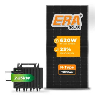 Gerador de Energia Solar Microinversor Growatt Sem Estrutura SGF 2,48KWP ERA BIFACIAL 620W NEO 2.25KW 4MPPT MONO 220V