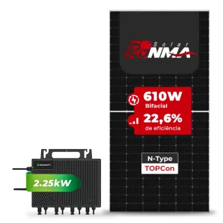 Gerador de Energia Solar Microinversor Growatt Sem Estrutura SGF 2,44KWP RONMA 610W BIFACIAL NEO 2.25KW 4MPPT MONO 220V