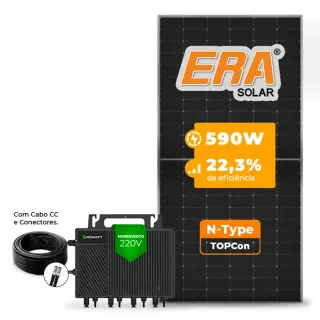 Gerador de Energia Solar Microinversor Growatt Sem Estrutura SGF 2,36KWP ERA N-TYPE MONO 590W NEO 2KW 4MPPT MONO 220V COM CABO 