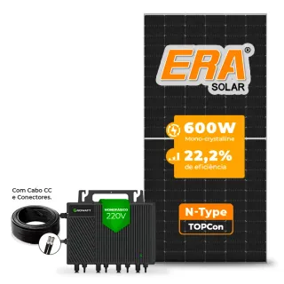 Gerador de Energia Solar Microinversor Growatt Sem Estrutura SGF 2,40KWP ERA N-TYPE MONO 600W NEO 2KW 4MPPT MONO 220V COM CABO