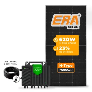 Gerador de Energia Solar Microinversor Growatt Sem Estrutura SGF 2,48KWP ERA N-TYPE MONO 620W NEO 2KW 4MPPT MONO 220V COM CABO