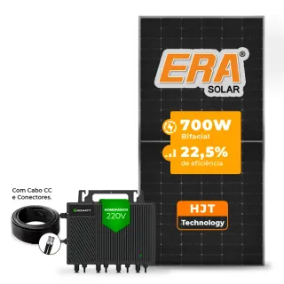 Gerador de Energia Solar Microinversor Growatt Sem Estrutura SGF 2,8KWP ERA HJT BIFACIAL 700W NEO 2KW 4MPPT MONO 220V COM CABO