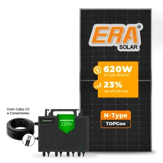 Gerador de Energia Solar Microinversor Growatt Sem Estrutura SGF 2,48KWP ERA BIFACIAL 620W NEO 2KW 4MPPT MONO 220V COM CABO