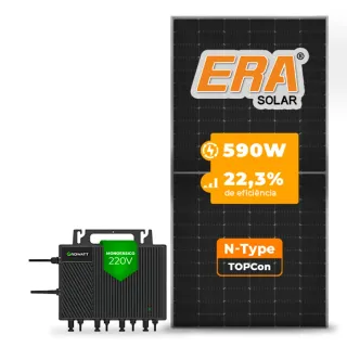 Gerador de Energia Solar Microinversor Growatt Sem Estrutura SGF 2,36KWP ERA N-TYPE MONO 590W NEO 2KW 4MPPT MONO 220V