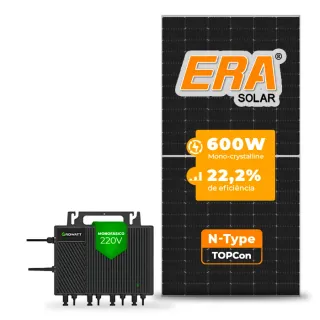 Gerador de Energia Solar Microinversor Growatt Sem Estrutura SGF 2,40KWP ERA N-TYPE MONO 600W NEO 2KW 4MPPT MONO 220V